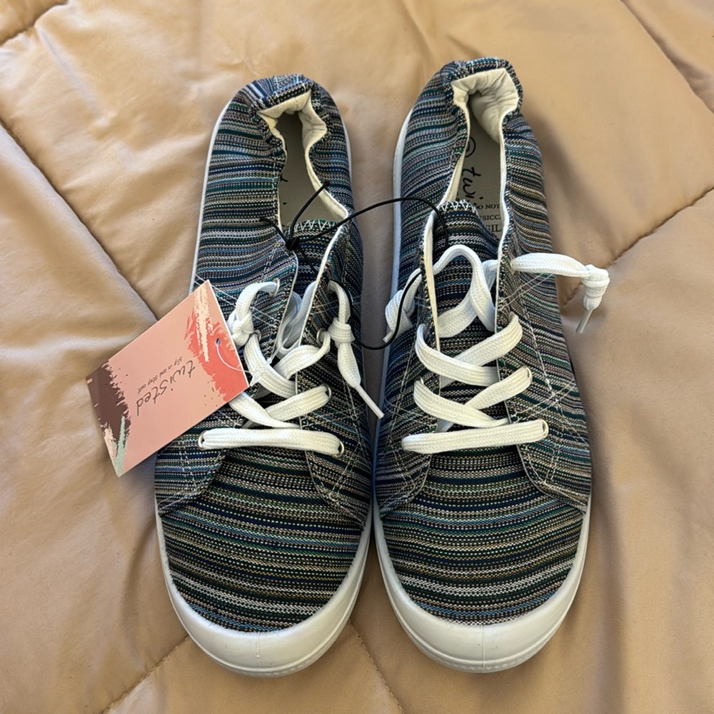 Twisted slip in and step out sneakers
